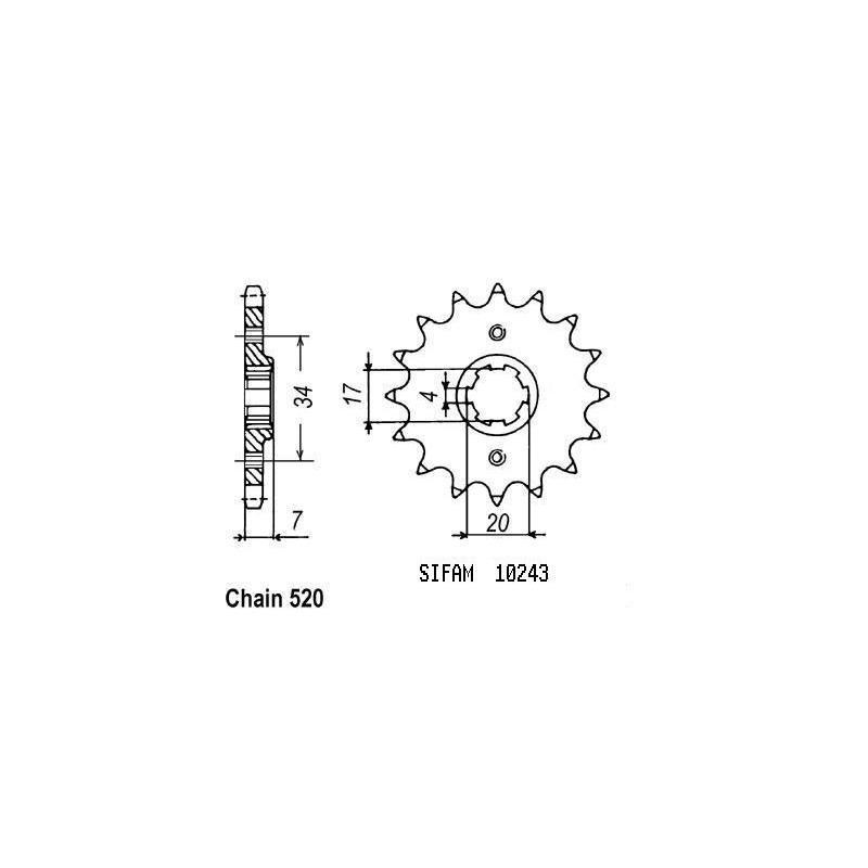 Pignon 12 Dents - Pas 520 - Similaire JTF1329