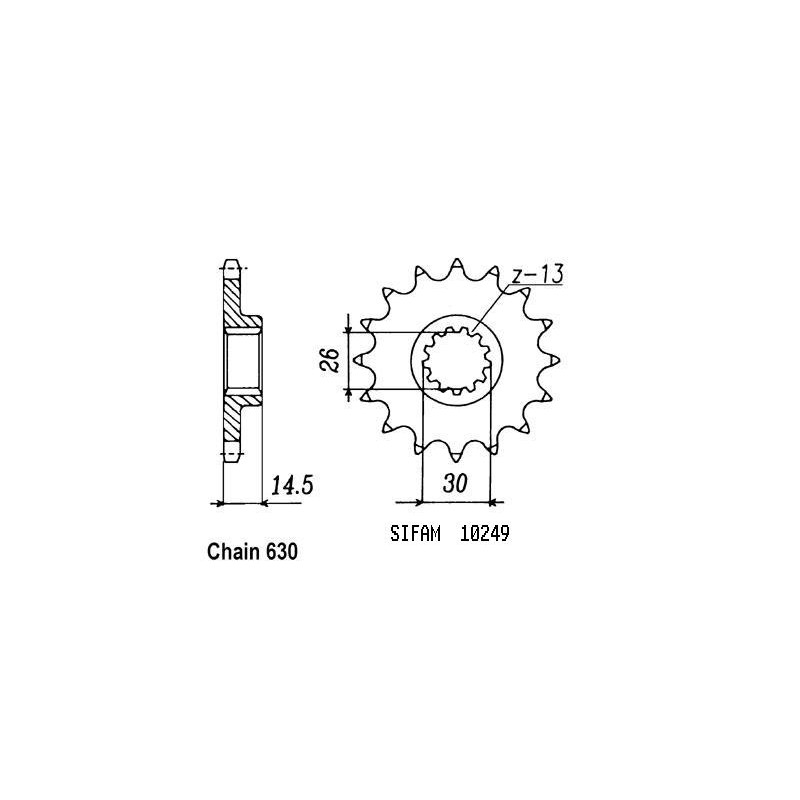 Pignon 15 Dents - Pas 630 - Similaire JTF335