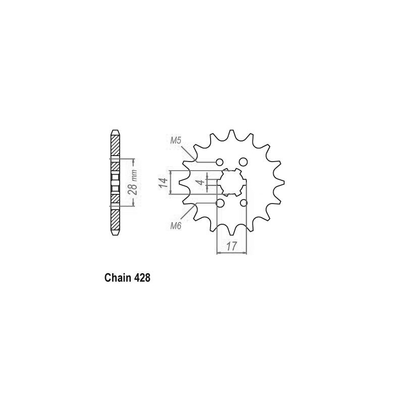 Pignon 14 Dents - Pas 428 - Similaire JTF712