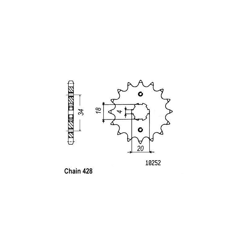 Pignon 16 Dents - Pas 428 - Similaire JTF259