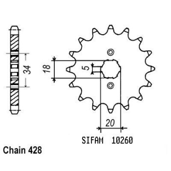 Pignon 14 Dents - Pas 428 - Similaire JTF264