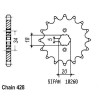Pignon 14 Dents - Pas 428 - Similaire JTF264