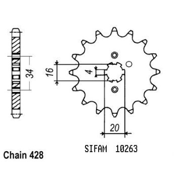 Pignon 15 Dents - Pas 428 - Similaire JTF263