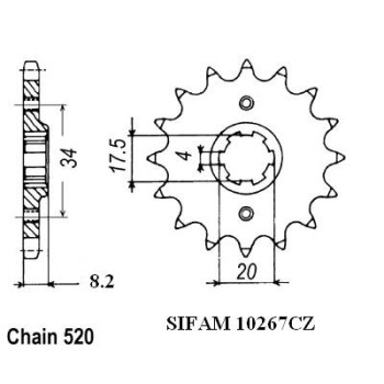 Pignon 13 Dents - Pas 520 - Similaire JTF287