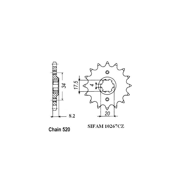 Pignon 13 Dents - Pas 520 - Similaire JTF287