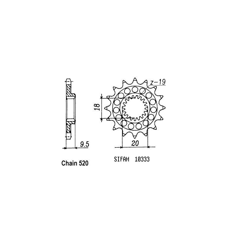 Pignon 13 Dents - Pas 520 - Similaire JTF268