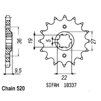 Pignon 13 Dents - Pas 520 - Similaire JTF337