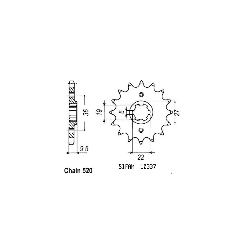 Pignon 13 Dents - Pas 520 - Similaire JTF337