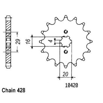 Pignon 15 Dents - Pas 428 - Similaire JTF425