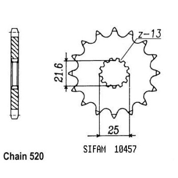 Pignon 12 Dents - Pas 520 - Similaire JTF565