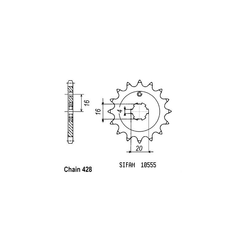 Pignon 14 Dents - Pas 428 - Similaire JTF555