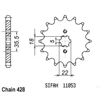 Pignon 15 Dents - Pas 428 - Similaire JTF1559