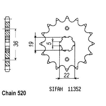 Pignon 14 Dents - Pas 520 - Similaire JTF1352