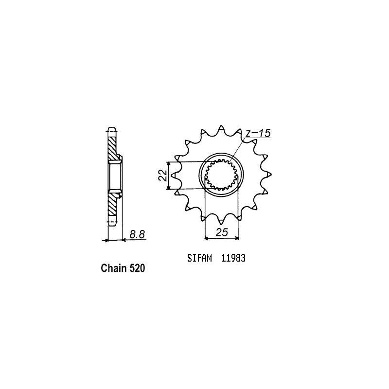 Pignon 12 Dents - Pas 520 - Similaire JTF1901