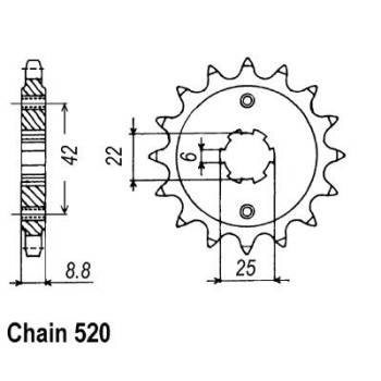 Pignon 15 Dents - Pas 520 - Similaire JTF276
