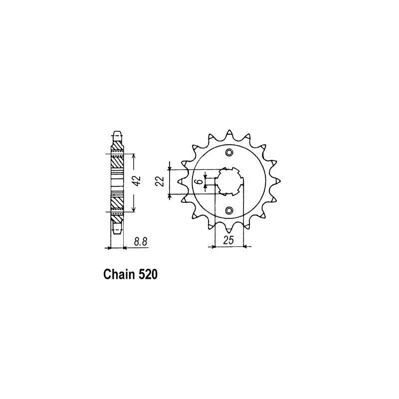 Pignon 15 Dents - Pas 520 - Similaire JTF276