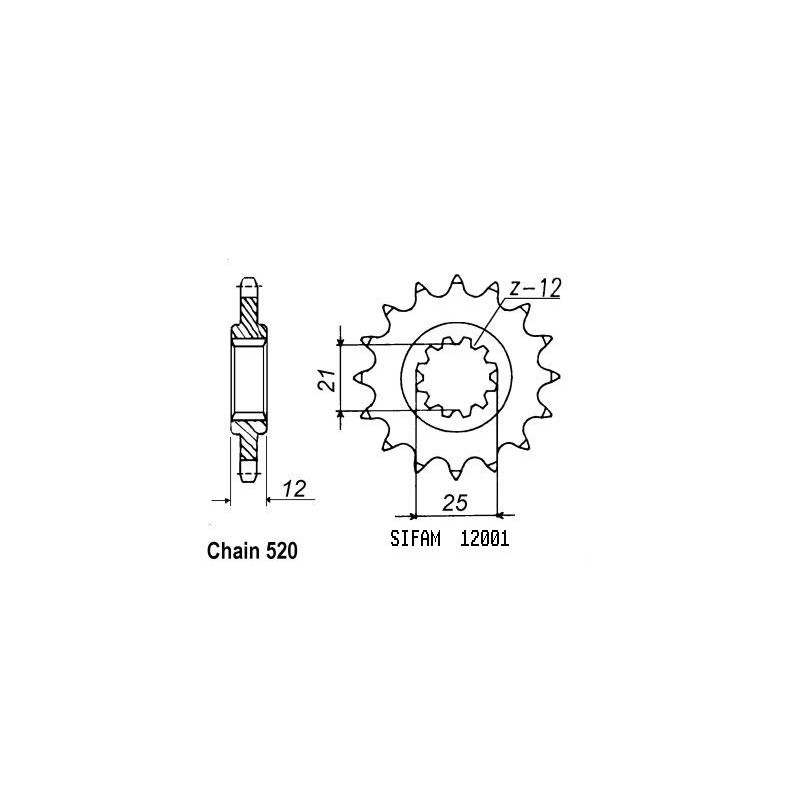 Pignon 15 Dents - Pas 520 - Similaire JTF823