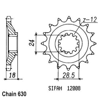 Pignon 15 Dents - Pas 630 - Similaire JTF523