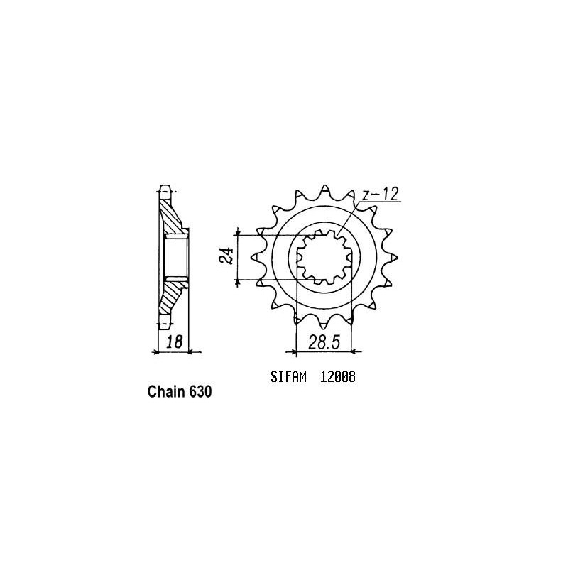 Pignon 15 Dents - Pas 630 - Similaire JTF523