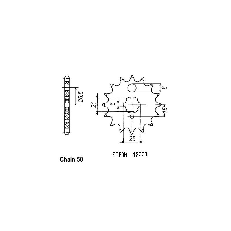 Pignon 15 Dents - Pas 530 - Similaire JTF509