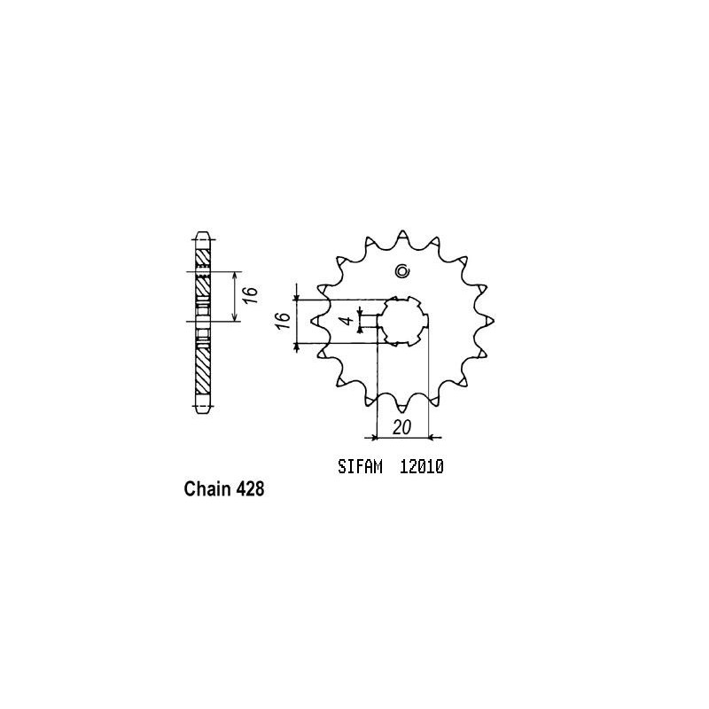 Pignon 12 Dents - Pas 428 - Similaire JTF550