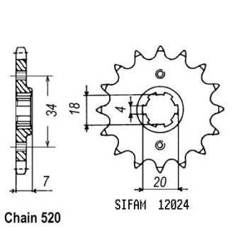 Pignon 12 Dents - Pas 520 - Similaire JTF329