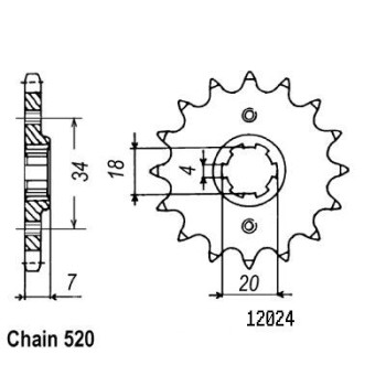 Pignon 14 Dents - Pas 520 - Similaire JTF329