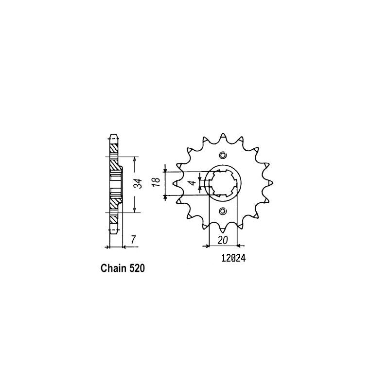 Pignon 14 Dents - Pas 520 - Similaire JTF329