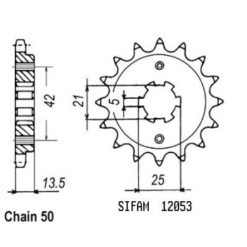 Pignon 14 Dents - Pas 530 - Similaire JTF725