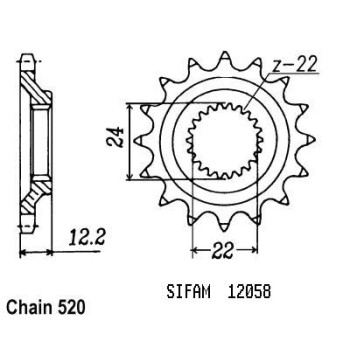 Pignon 17 Dents - Pas 520 - Similaire JTF1125