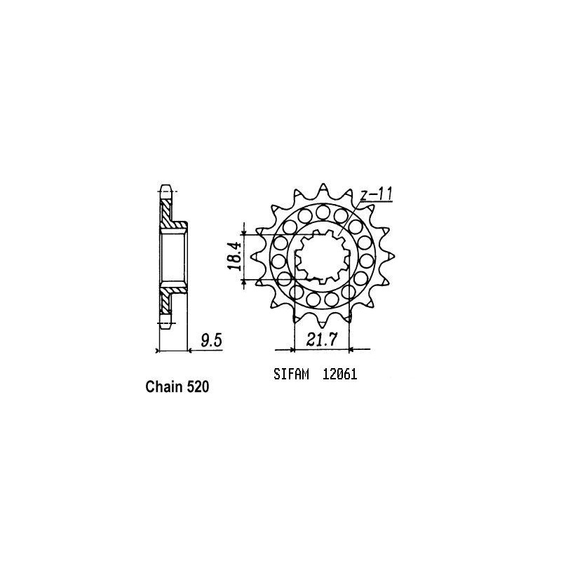 Pignon 15 Dents - Pas 520 - Similaire JTF285