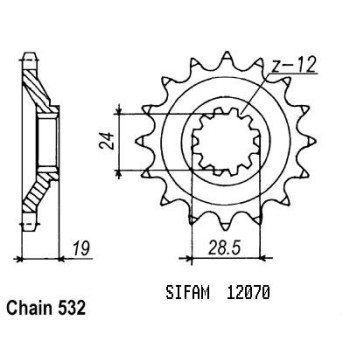Pignon 17 Dents - Pas 532 - Similaire JTF525
