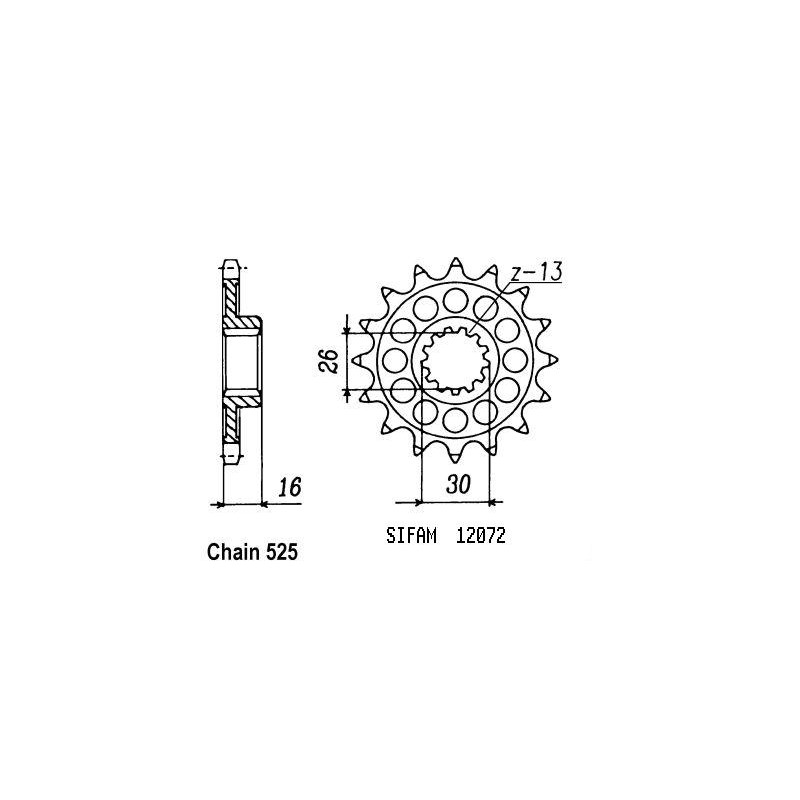 Pignon 16 Dents - Pas 525 - Similaire JTF313
