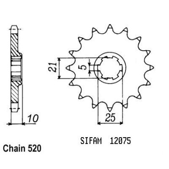 Pignon 16 Dents - Pas 520 - Similaire JTF728