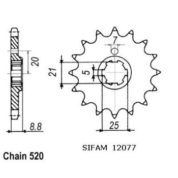 Pignon 13 Dents - Pas 520 - Similaire JTF507