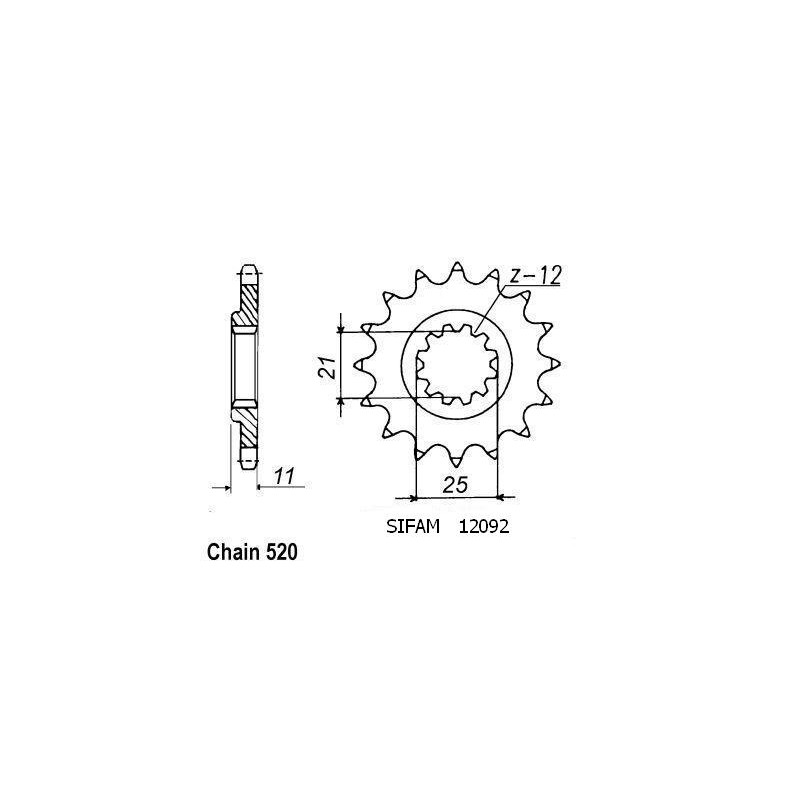 Pignon 17 Dents - Pas 520 - Similaire JTF824