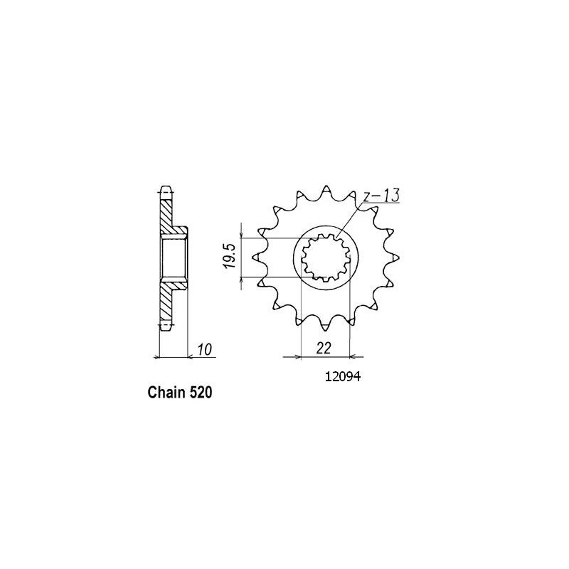 Pignon 14 Dents - Pas 520 - Similaire JTF432