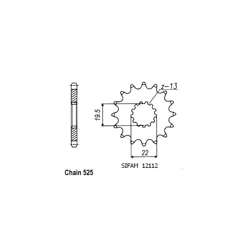 Pignon 14 Dents - Pas 525 - Similaire JTF433