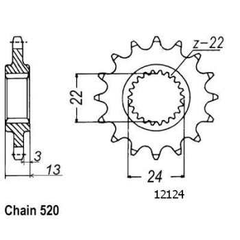 Pignon 16 Dents - Pas 520 - Similaire JTF1126