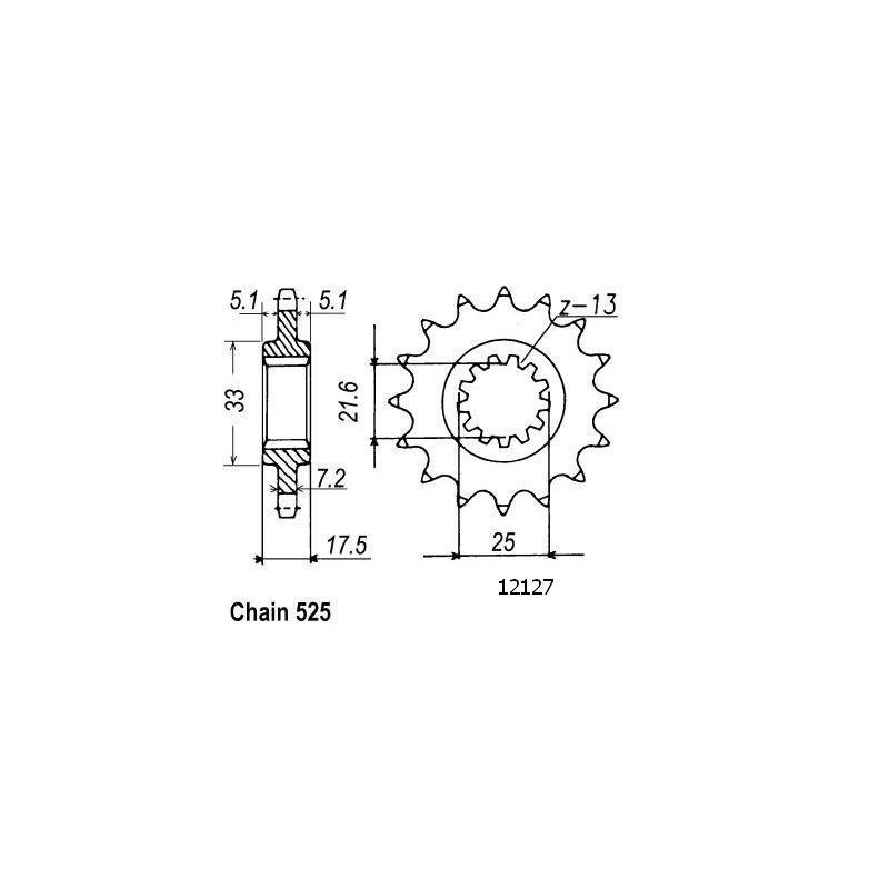 Pignon 15 Dents - Pas 525 - Similaire JTF297