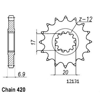 Pignon 12 Dents - Pas 420 - Similaire JTF1120