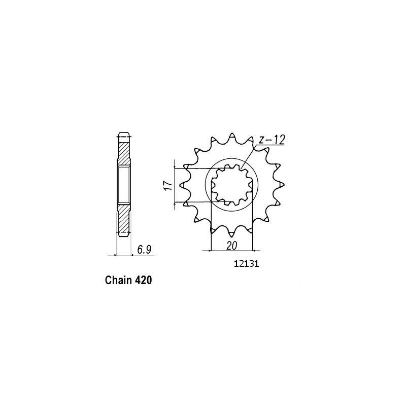 Pignon 12 Dents - Pas 420 - Similaire JTF1120