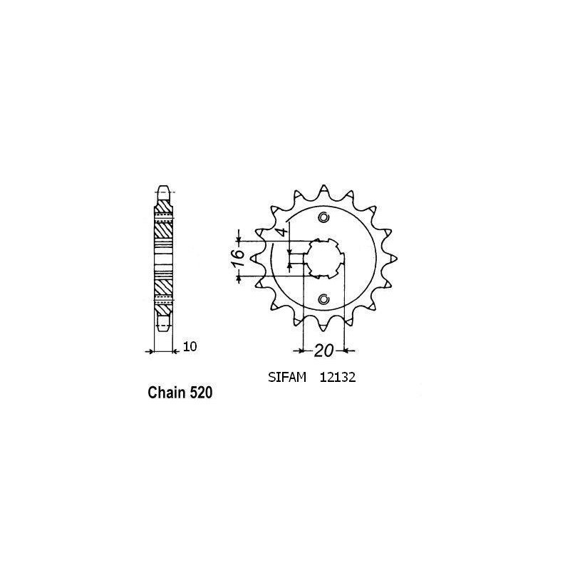 Pignon 14 Dents - Pas 520 - Similaire JTF720