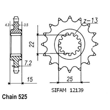 Pignon 14 Dents - Pas 525 - Similaire JTF1515
