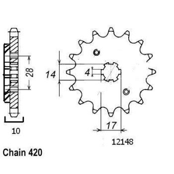 Pignon 13 Dents - Pas 420 - Similaire JTF4032