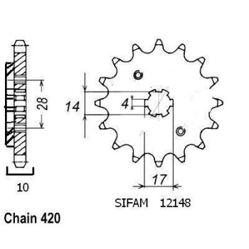 Pignon 15 Dents - Pas 420 - Similaire JTF4032