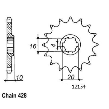 Pignon 15 Dents - Pas 428 - Similaire JTF410