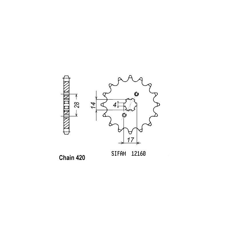 Pignon 12 Dents - Pas 420 - Similaire JTF1127