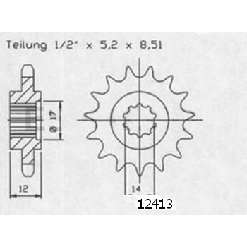 Pignon 13 Dents - Pas 420 - Similaire JTF599
