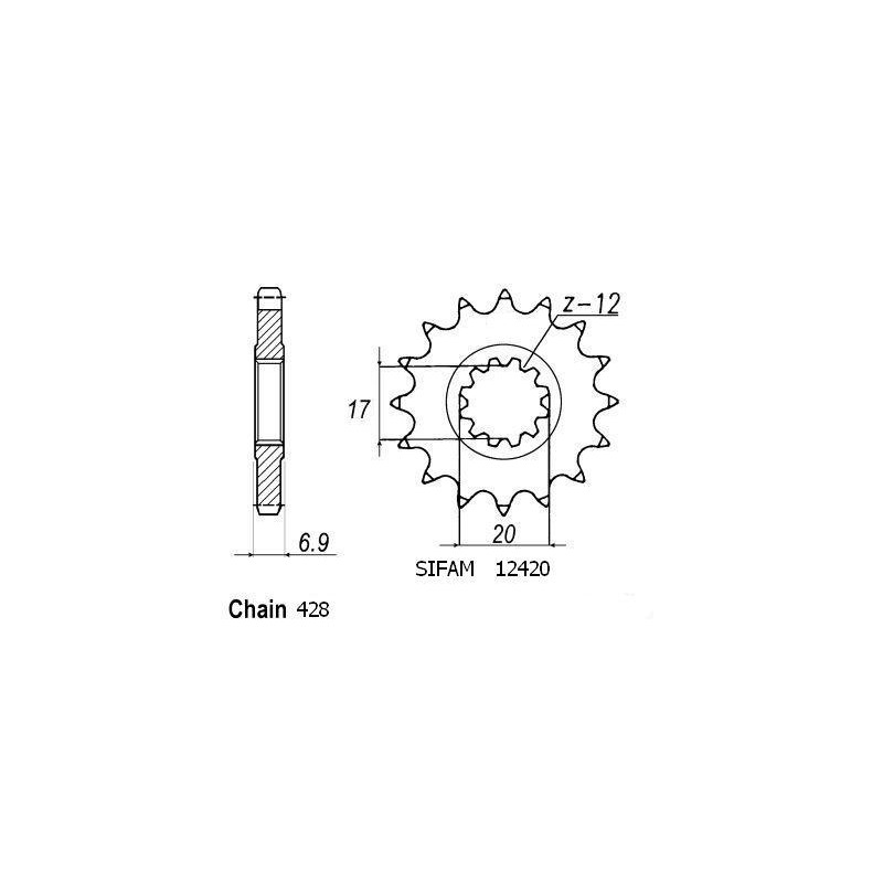 Pignon 13 Dents - Pas 428 - Similaire JTF4025